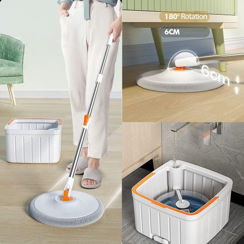 Spin Mop Bucket Set, Self Wringing Mope with 4 Microfiber Pads, Self Separation Dirty Clean Water System for Floor Cleaning, Hardwood, Laminate, Tile Spin Mop Bucket Set, Self Wringing Mope with 4 Microfiber Pads, Self Separation Dirty Clean Water System for Floor Cleaning, Hardwood, Laminate, Tile